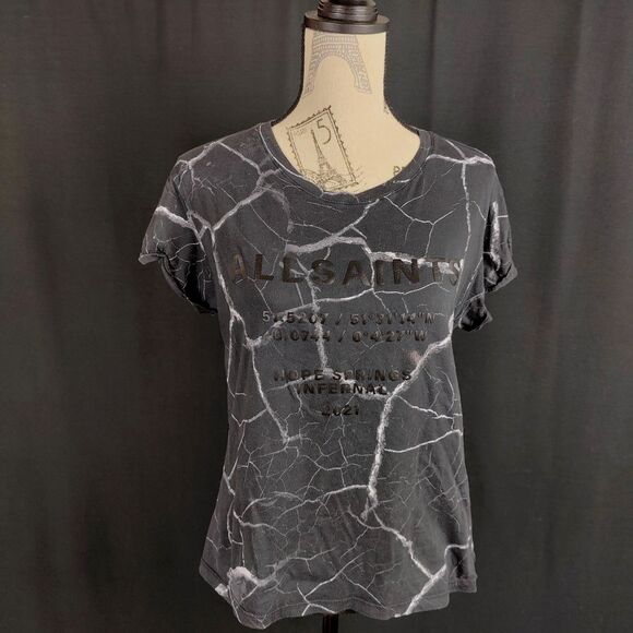 ♡ Allsaints ♡ Marble Cori Tee in Black and White - Picture 2 of 7